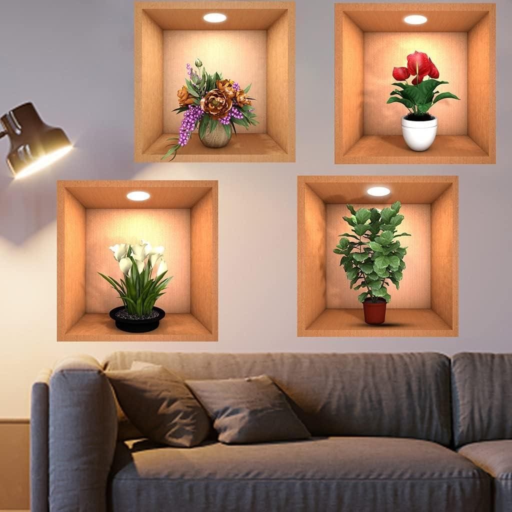 3D Vase Wall Sticker (Set of 4)