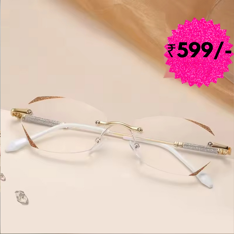 Pop Lady's Rimless Golden Anti Blue Reading Glasses