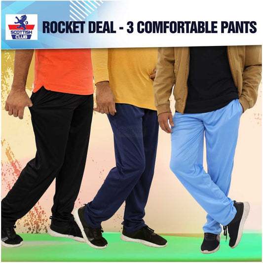 Premium Adjustable Lycra Men's Trouser (Pack of 3)